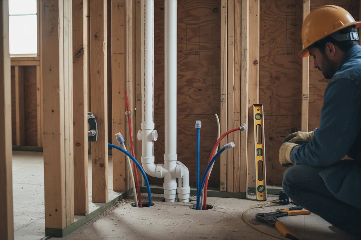 Drain and supply rough-in during Leak Detection in Marbury